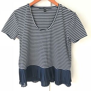 J crew striped ruffle layered T shirt